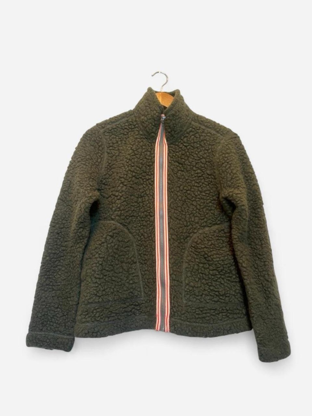 Toad&Co Olive Sherpa Jacket with Striped Zip